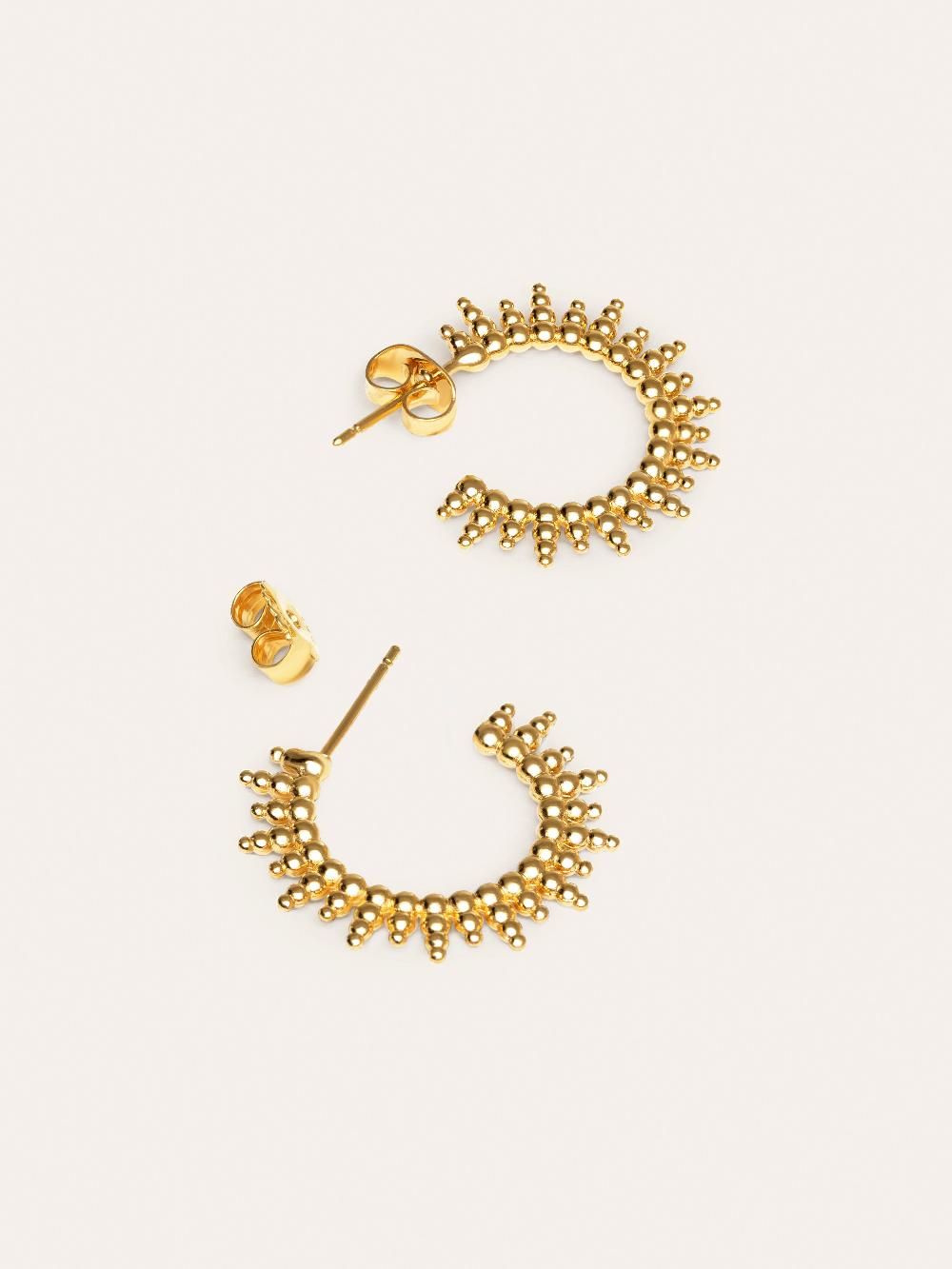 singularu Pendientes Pebbles Sun Baño Oro Liquidación