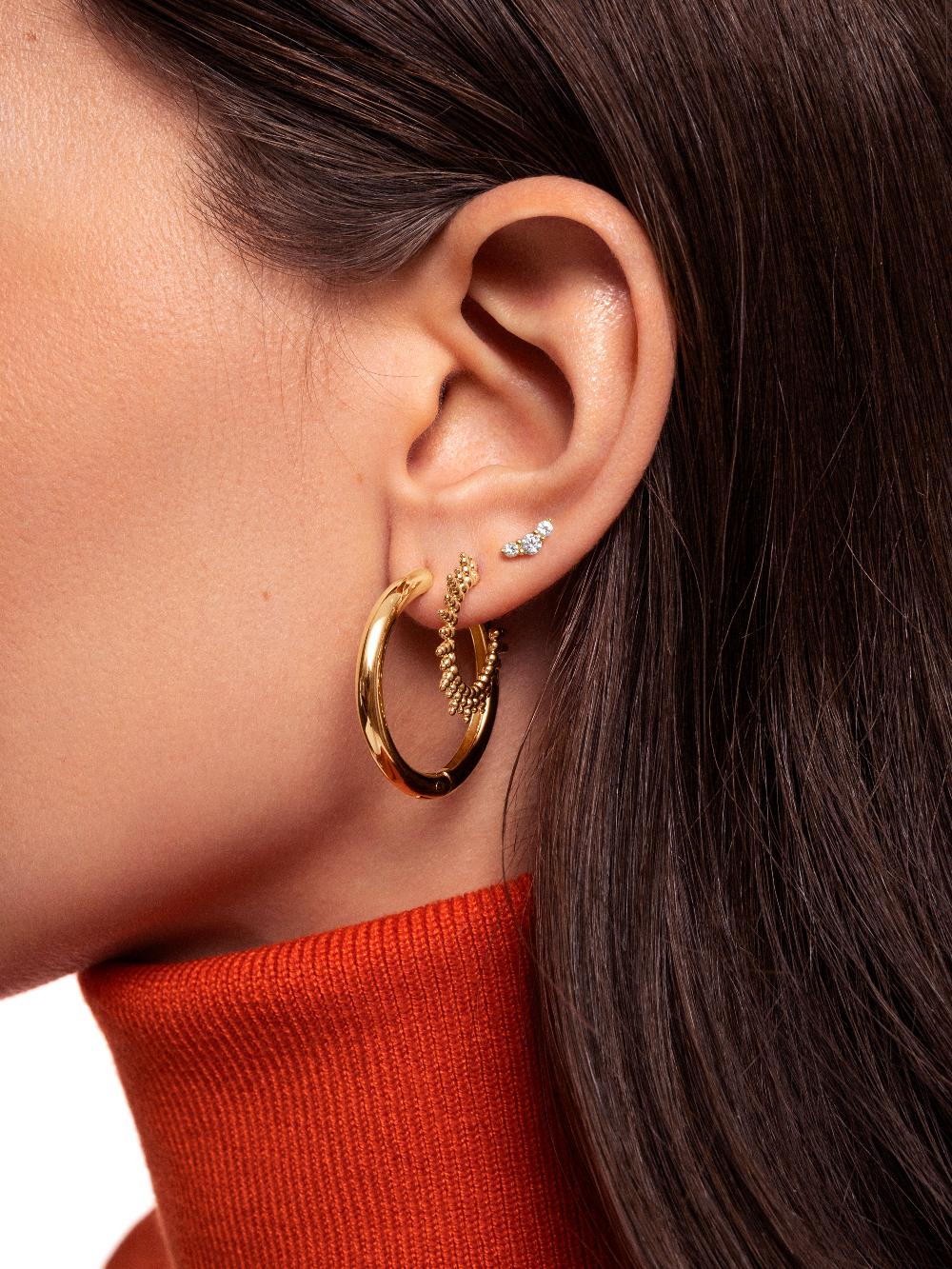 singularu Pendientes Pebbles Sun Baño Oro Liquidación
