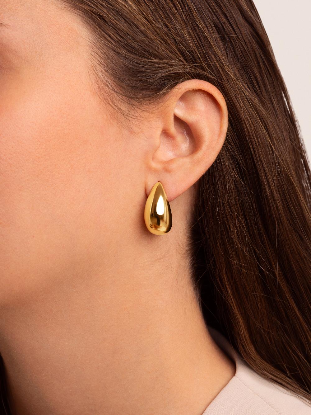 singularu Pendientes Gota Acero Baño Oro Mejor oferta
