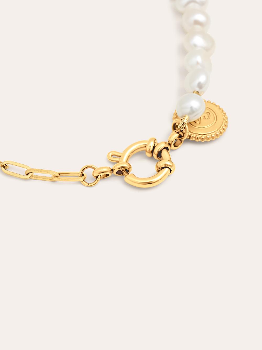 singularu Pulsera Chic Pearl Acero Baño Oro Oferta especial de fábrica