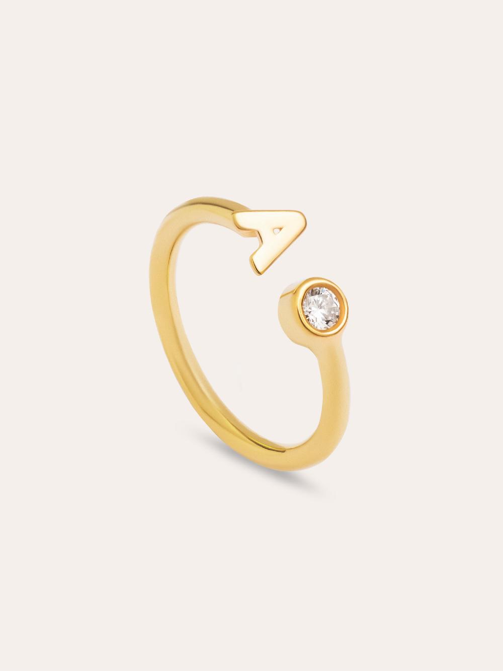 singularu Anillo Personalizado Letter Spark Plata Baño Oro Ahorra y exporta