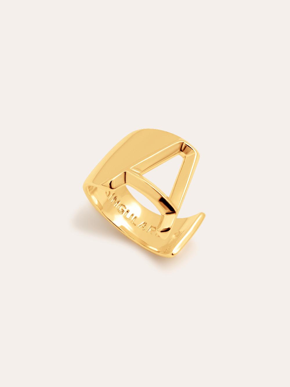 singularu Anillo Personalizado Letter Signet Baño Oro Libre de impuestos