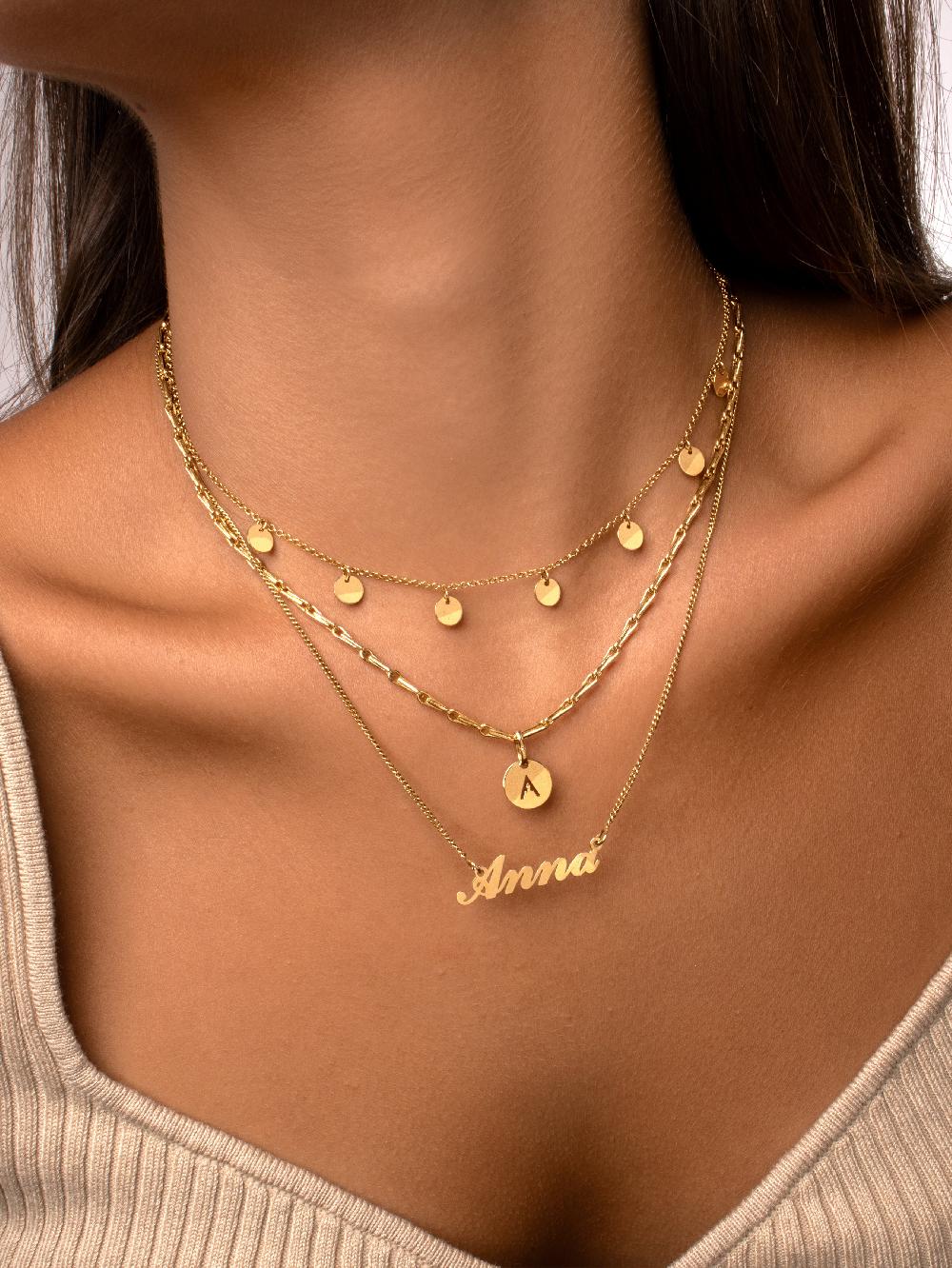 singularu Collar Personalizado Carrie Plata Baño Oro Rebajas