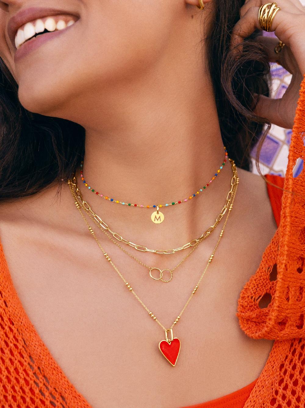 singularu Collar Personalizado Colors Enamel Letter Plata Baño Oro Los más vendidos