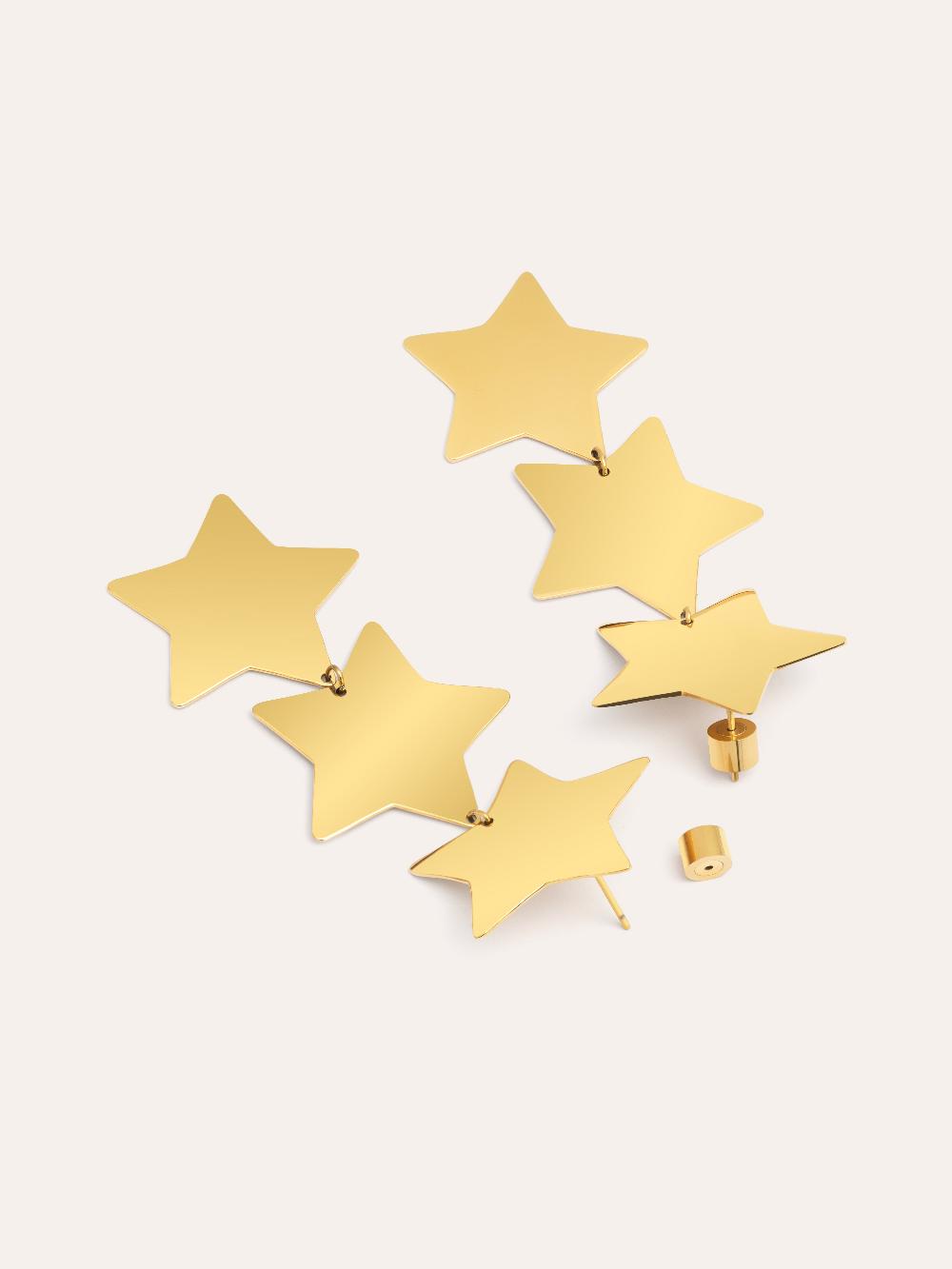 singularu Pendientes Big Stars Acero Baño Oro Últimos 3 días