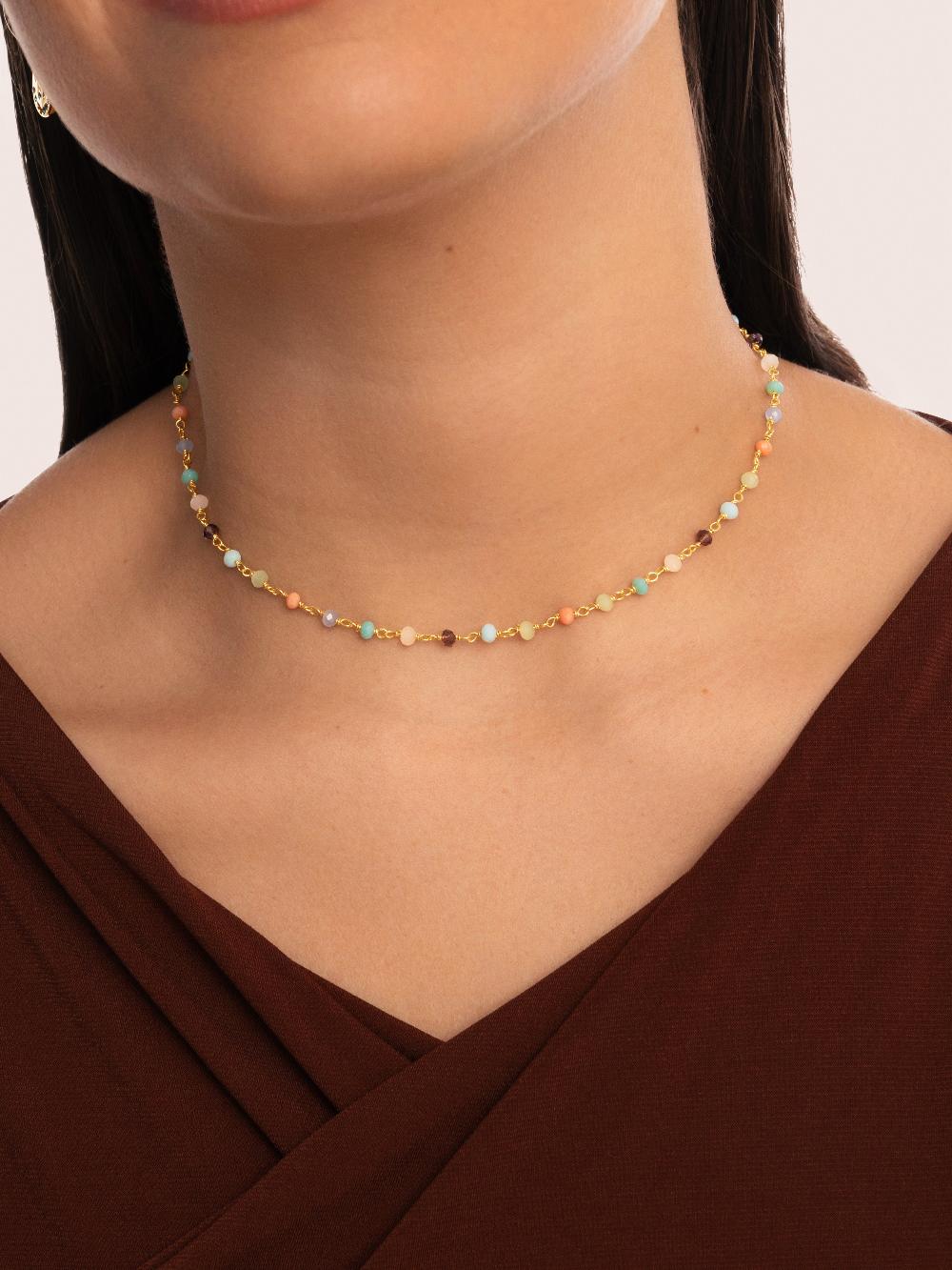 singularu Collar Crystals Colors Plata Baño Oro Precio de fábrica