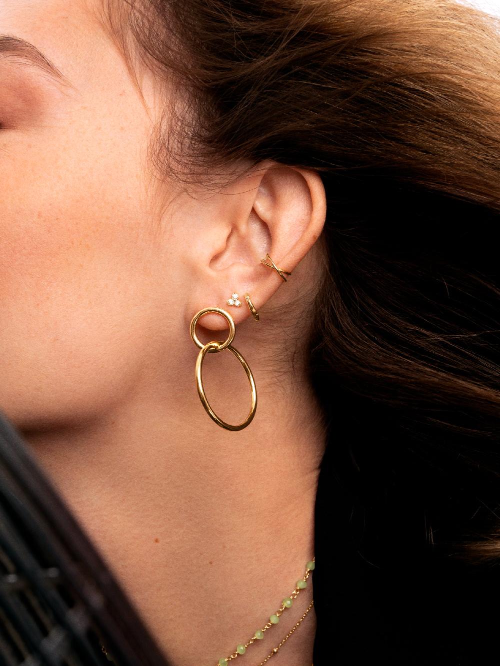 singularu Pendientes Sister Baño Oro Rebajas