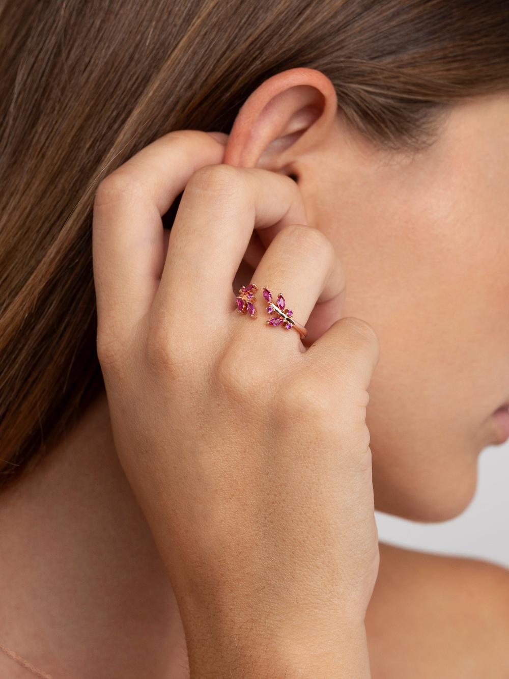 singularu Anillo Buganvilla Raspberry Plata Baño Oro Rosa Los más vendidos