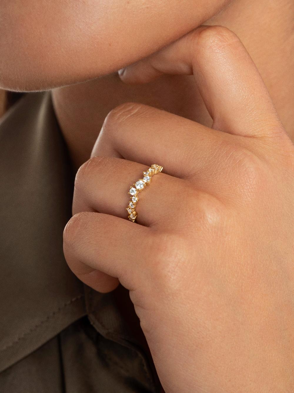 singularu Anillo Estellar Plata Baño Oro Ventas relámpago