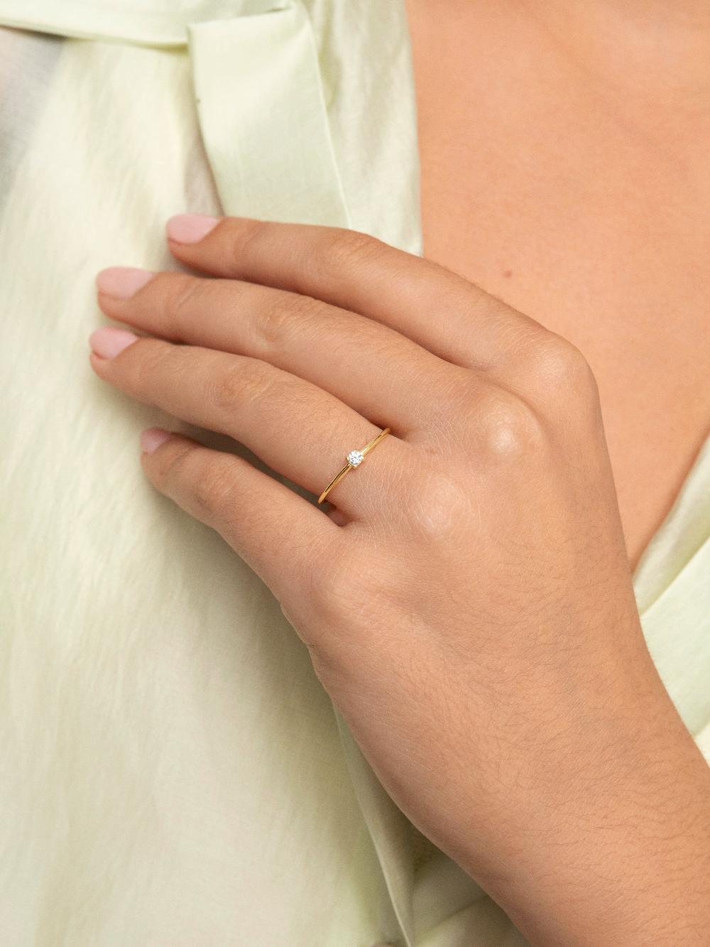 singularu Anillo Single Spark Plata Baño Oro Descuento