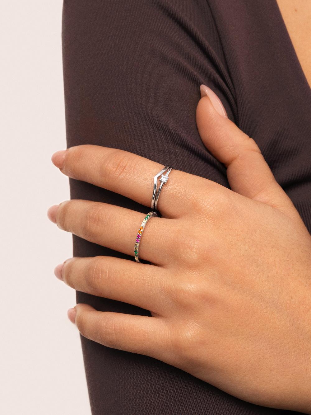 singularu Anillo Cleo Colors Plata Liquidación