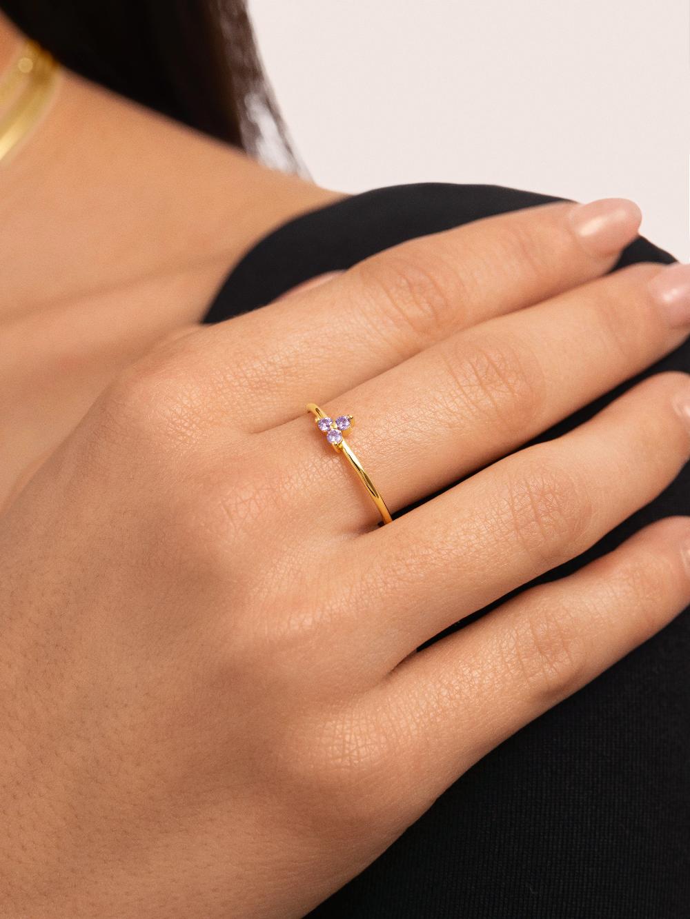singularu Anillo Trebol Lavande Plata Baño Oro Mejor oferta