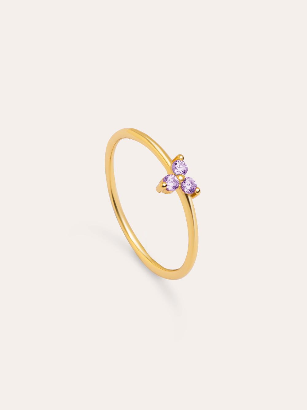 singularu Anillo Trebol Lavande Plata Baño Oro Mejor oferta