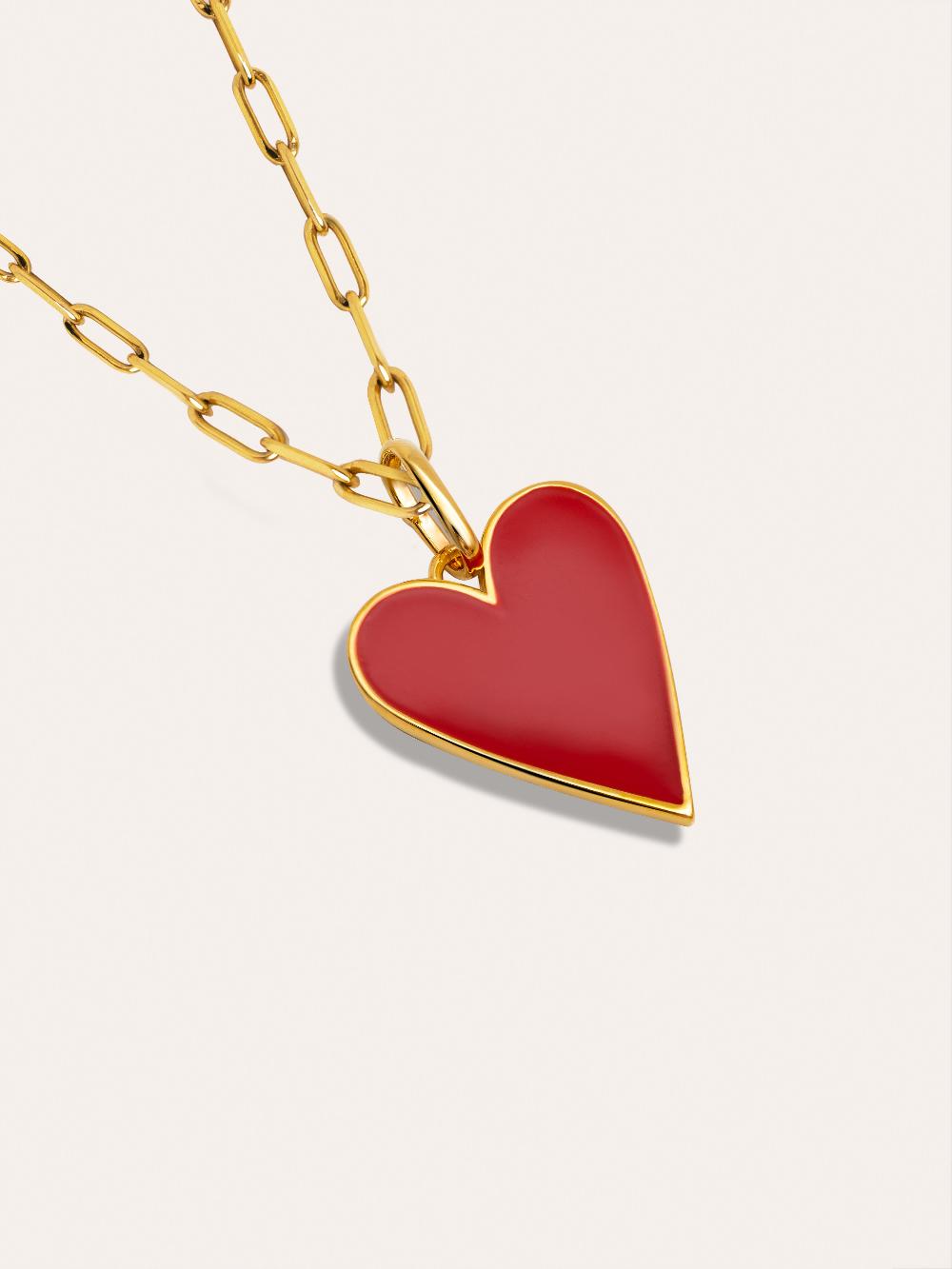 singularu Collar Lovely Heart Red Enamel Baño Oro ÚLTIMAS EDICIONES