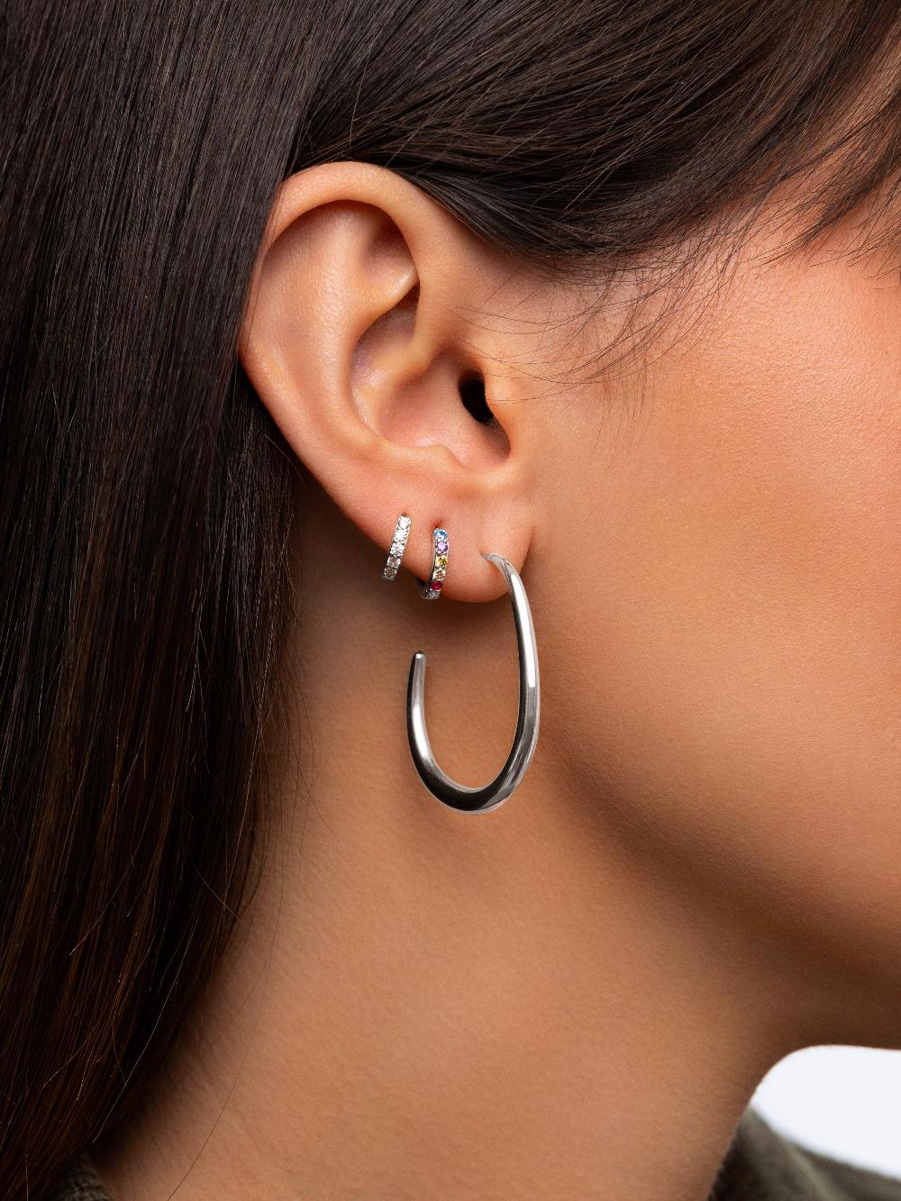 singularu Pendiente Suelto Aro Cleo M Colors Plata Precios de Black Friday