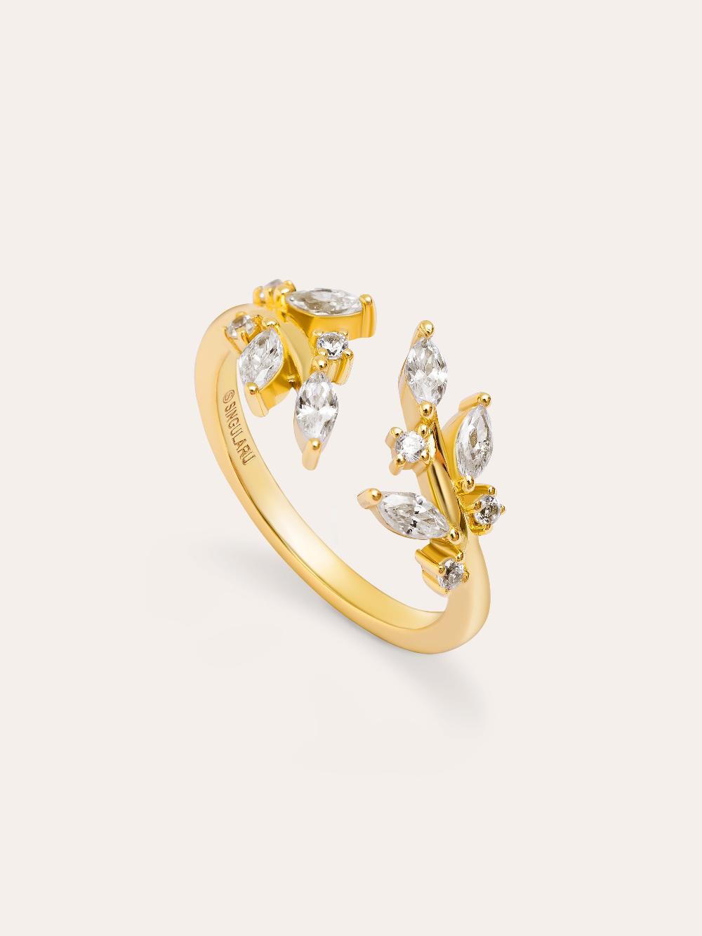 singularu Anillo Buganvilla White Plata Baño Oro En línea