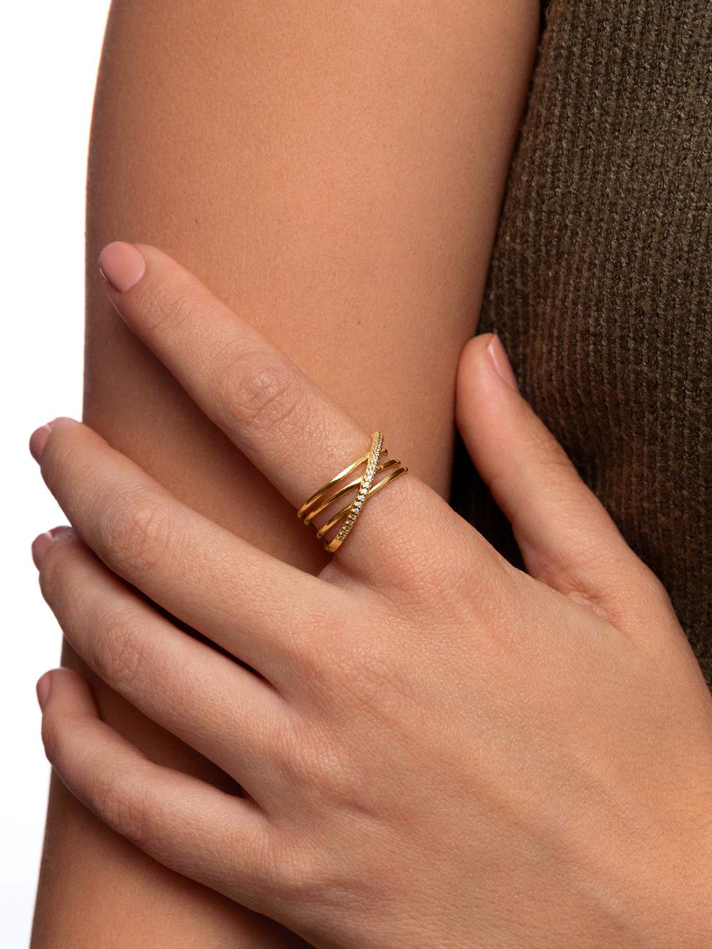 singularu Anillo Comete Plata Baño Oro Outlet
