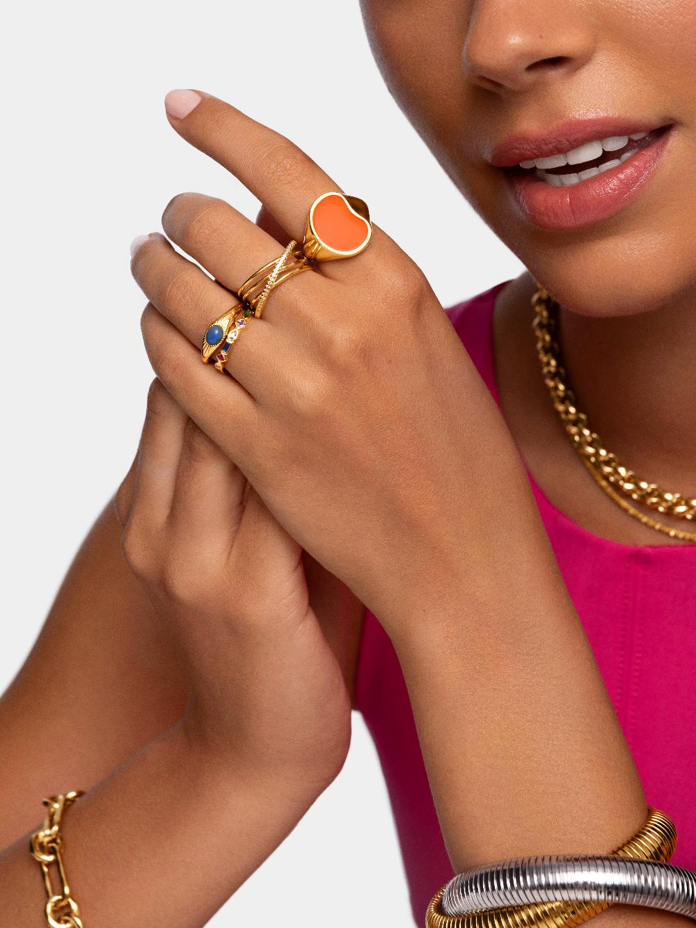 singularu Anillo Comete Plata Baño Oro Outlet