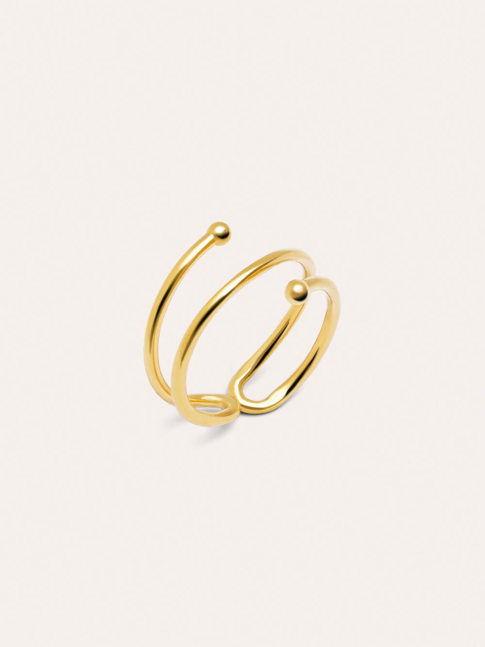 singularu Anillo Double Dot Plata Baño Oro Outlet online