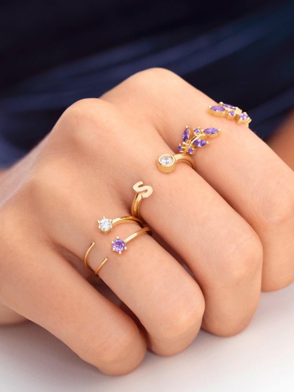 singularu Anillo Sophie Lavande Plata Baño Oro Ofertas