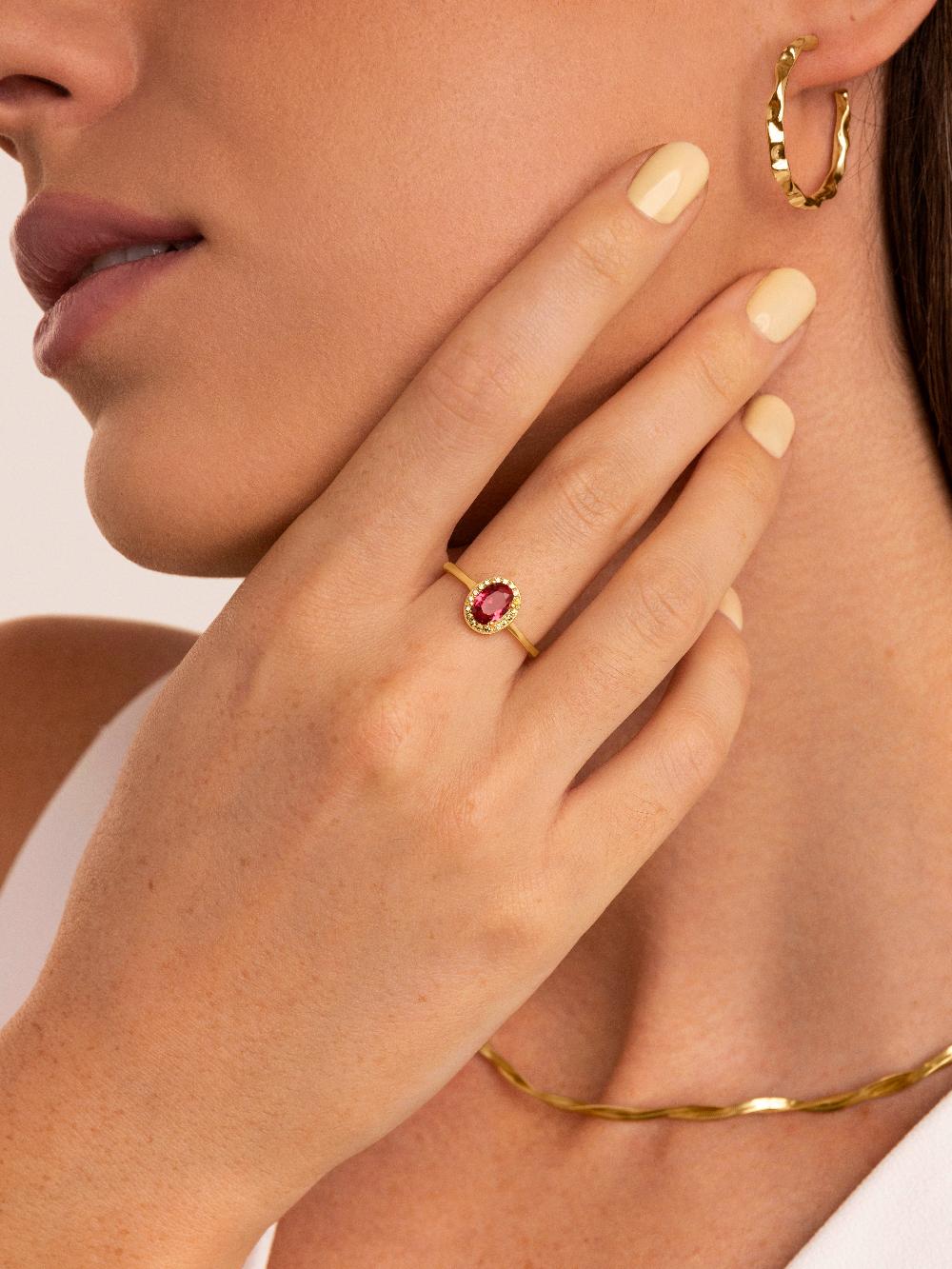 singularu Anillo Strawberry Colors Plata Baño Oro En oferta