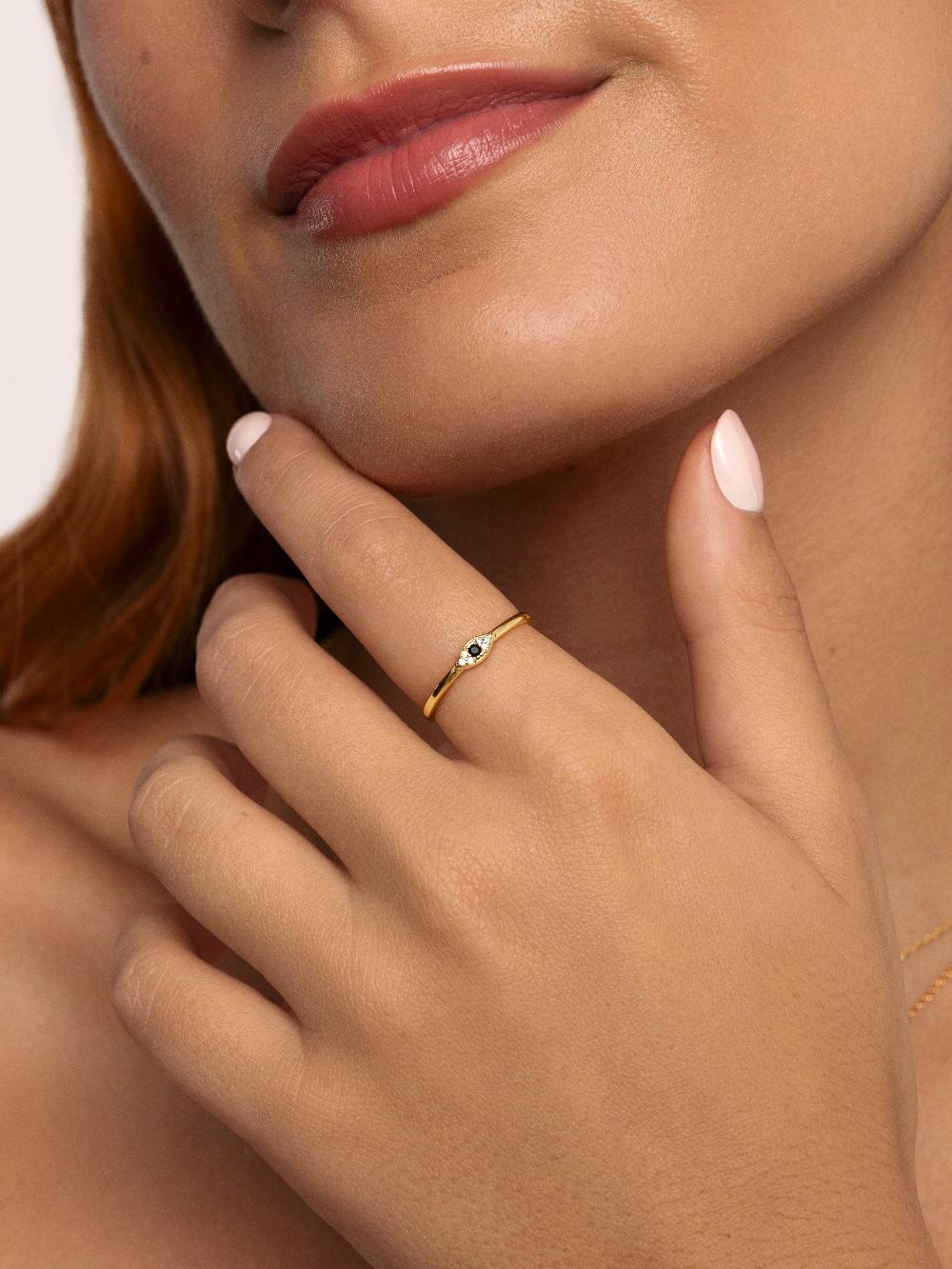 singularu Anillo Ojo de Horus Plata Baño Oro Gran oferta