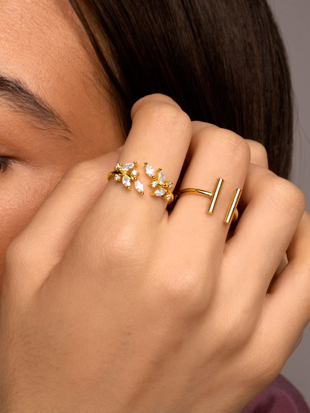 singularu Anillo Sticks Plata Baño Oro Ventas relámpago