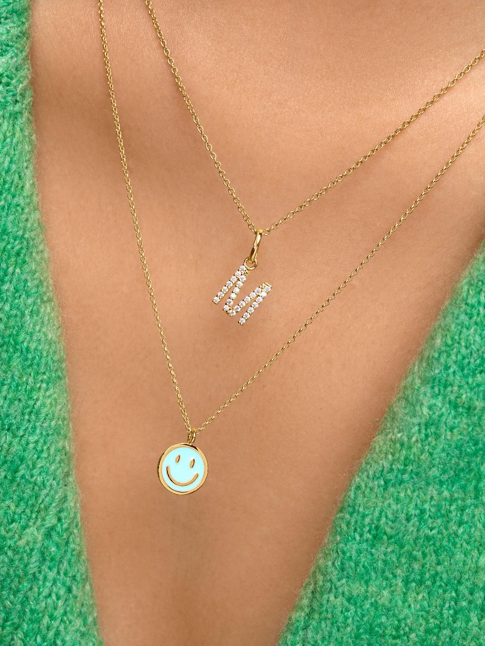 singularu Collar Smiley Sky Enamel Baño Oro Liquidación