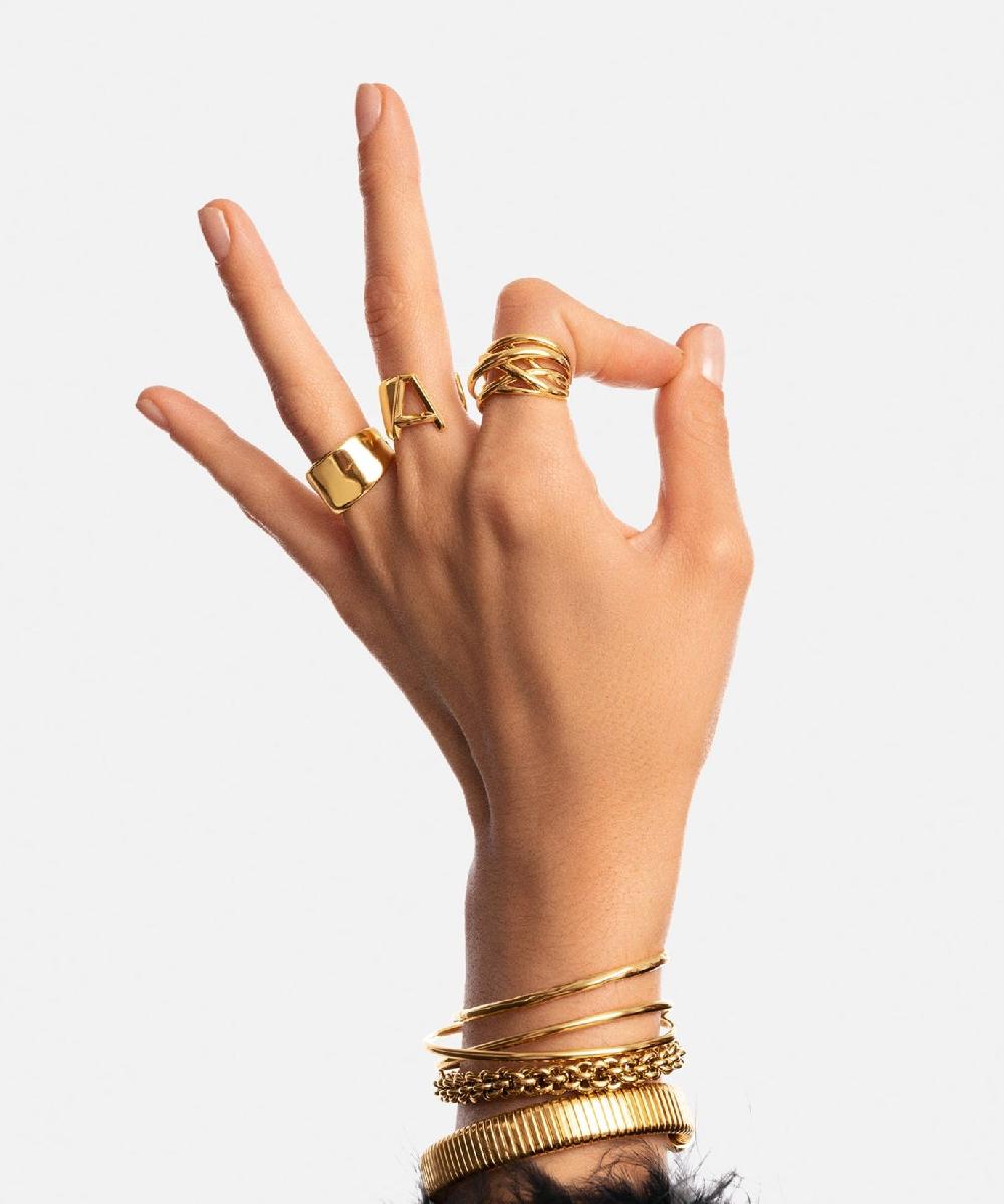 singularu Anillo Triple Cross Baño Oro Últimos 2 días