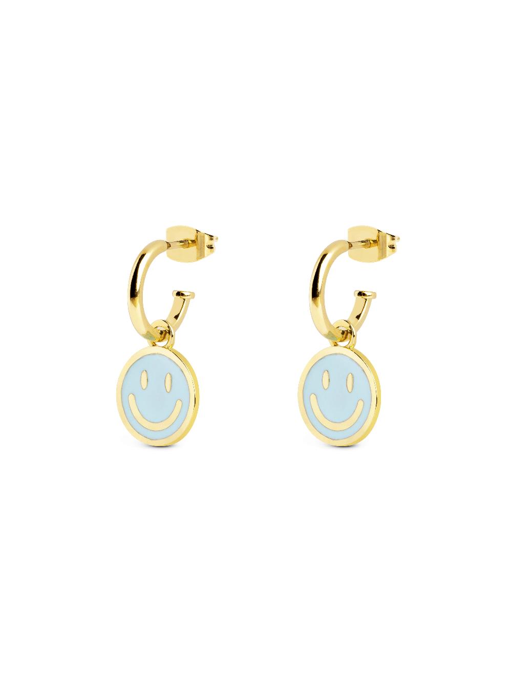 singularu Pendientes Aro Smiley Sky Enamel Baño Oro En oferta