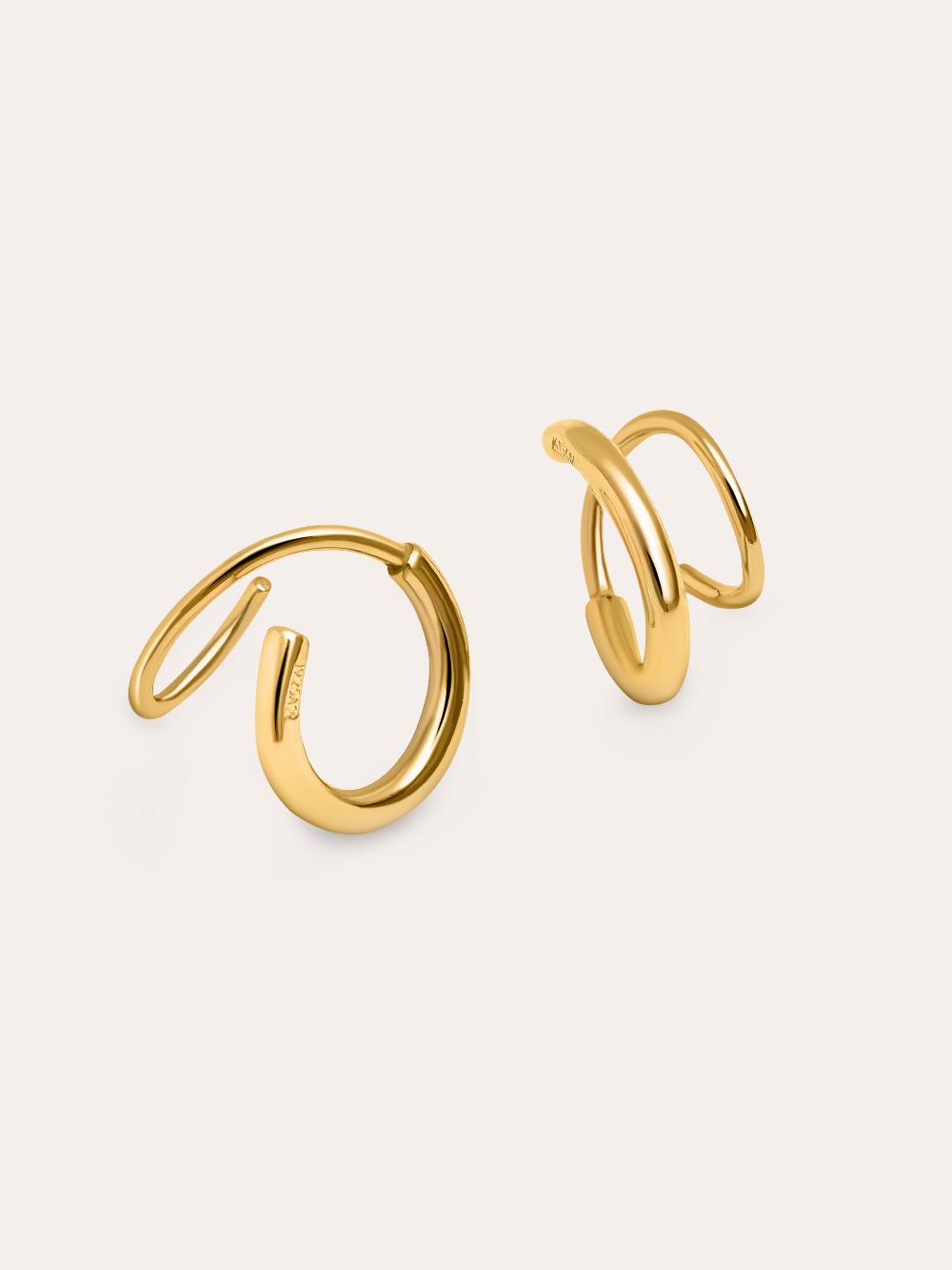 singularu Pendientes Gota Spiral Plata Baño Oro Oferta exclusiva