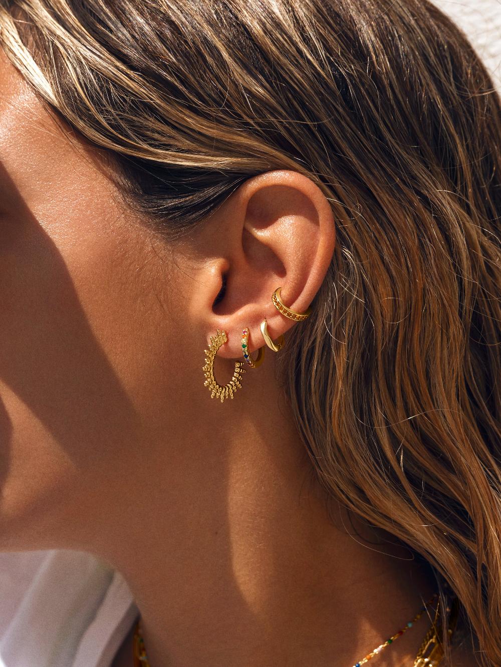 singularu Pendientes Aro L Colors Plata Baño Oro Última moda