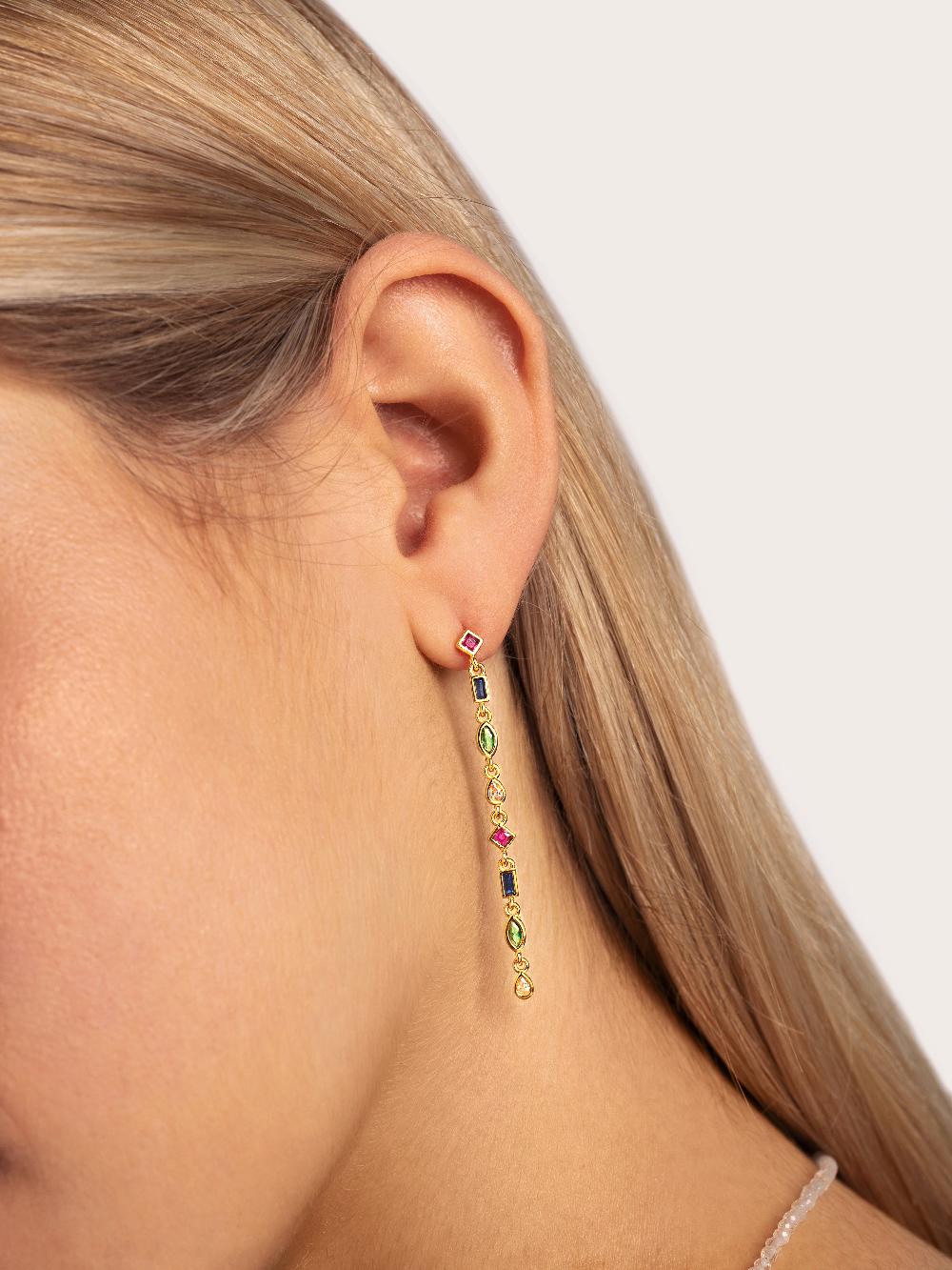 singularu Pendientes Cascade Colors Plata Baño Oro Descuento por venta flash