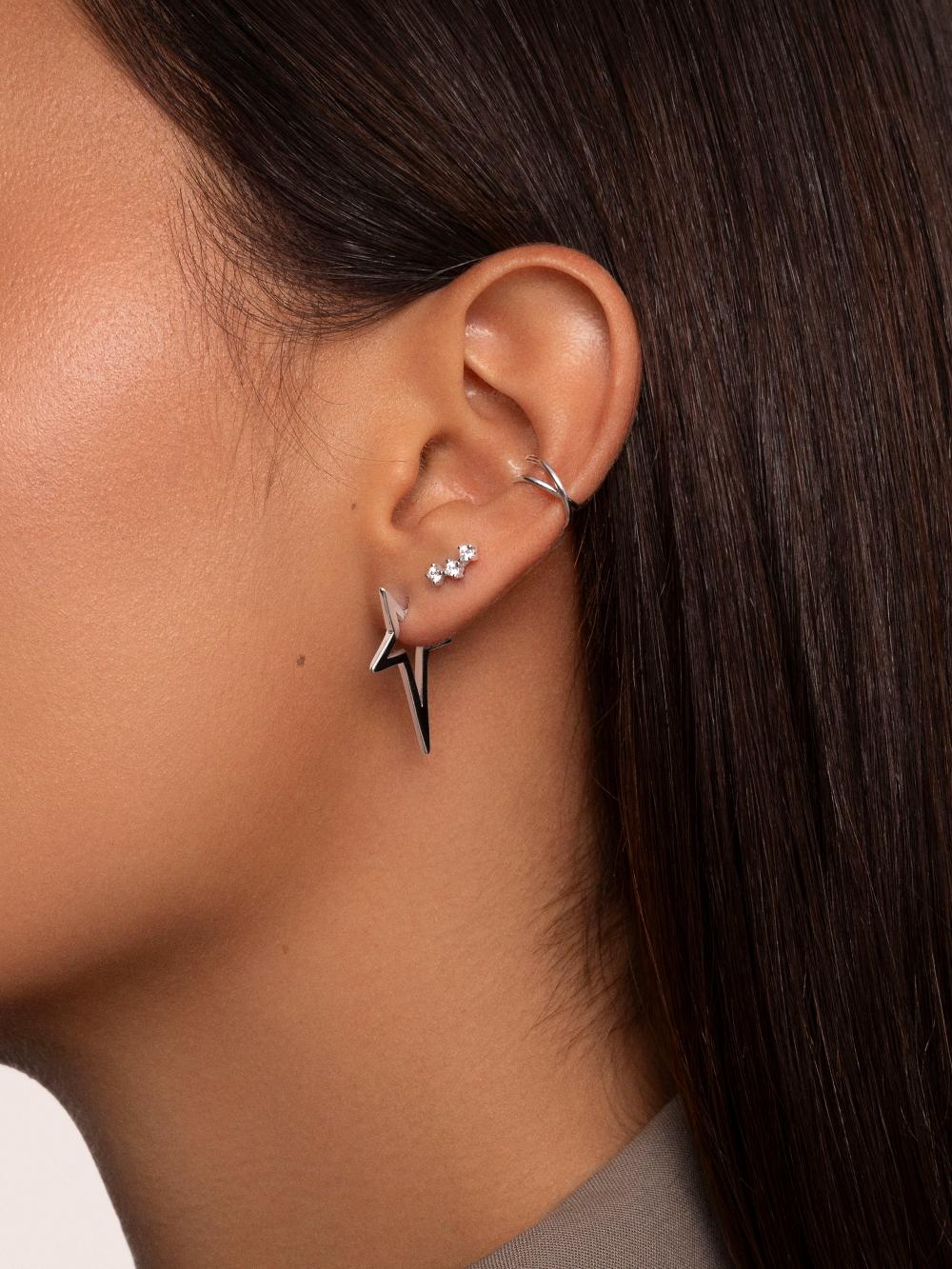 singularu Pendientes Star Punk Plata Ofertas de temporada
