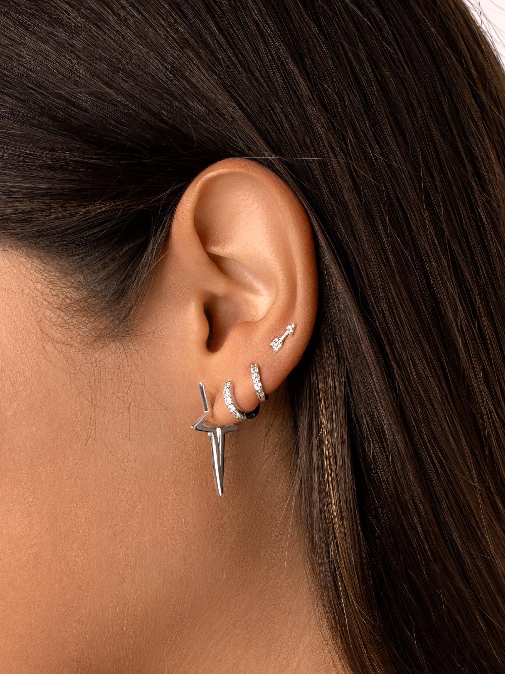 singularu Pendientes Star Punk Plata Ofertas de temporada