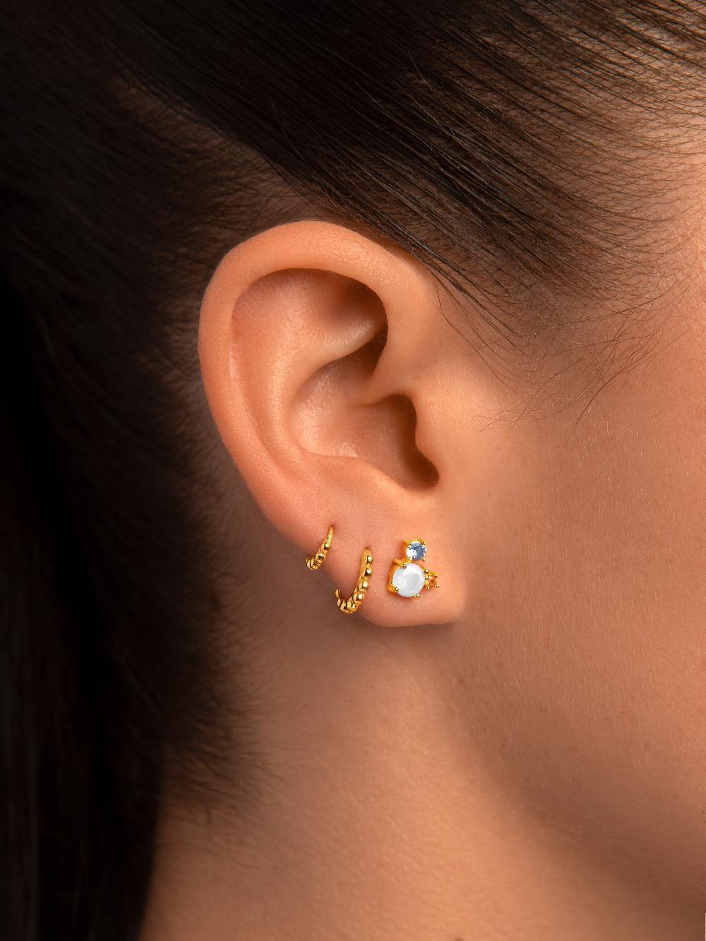 singularu Pendiente Suelto Pebbles XS Plata Baño Oro Venta caliente