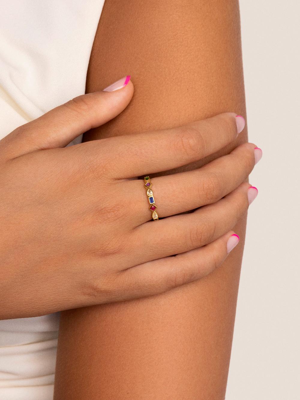 singularu Anillo Cascade Plata Baño Oro Tienda