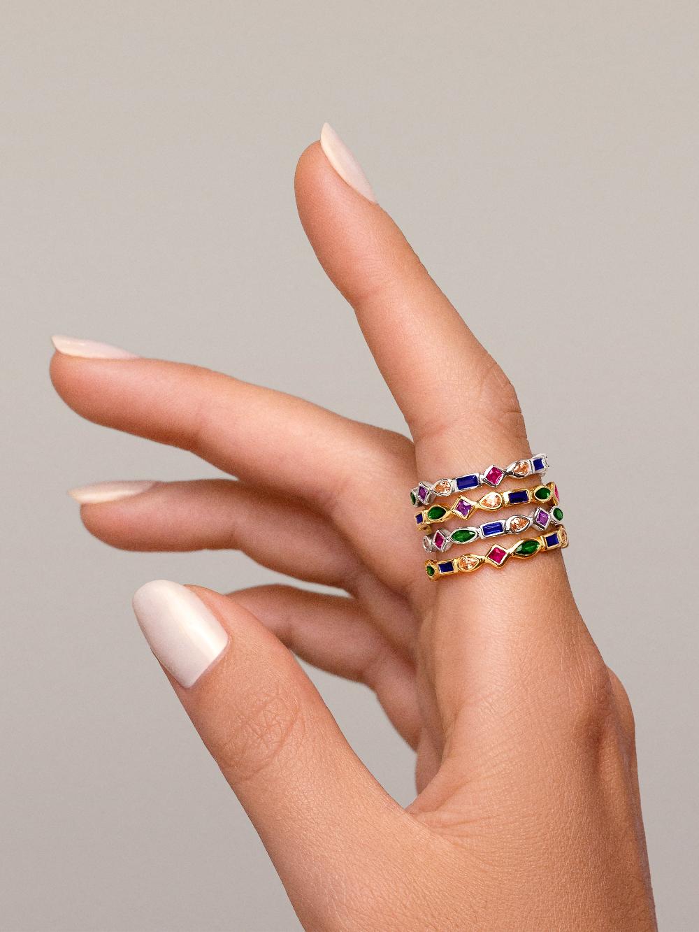 singularu Anillo Cascade Plata Baño Oro Tienda