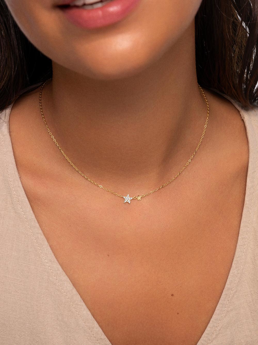 singularu Collar Duo Stars Plata Baño Oro Últimos 3 días
