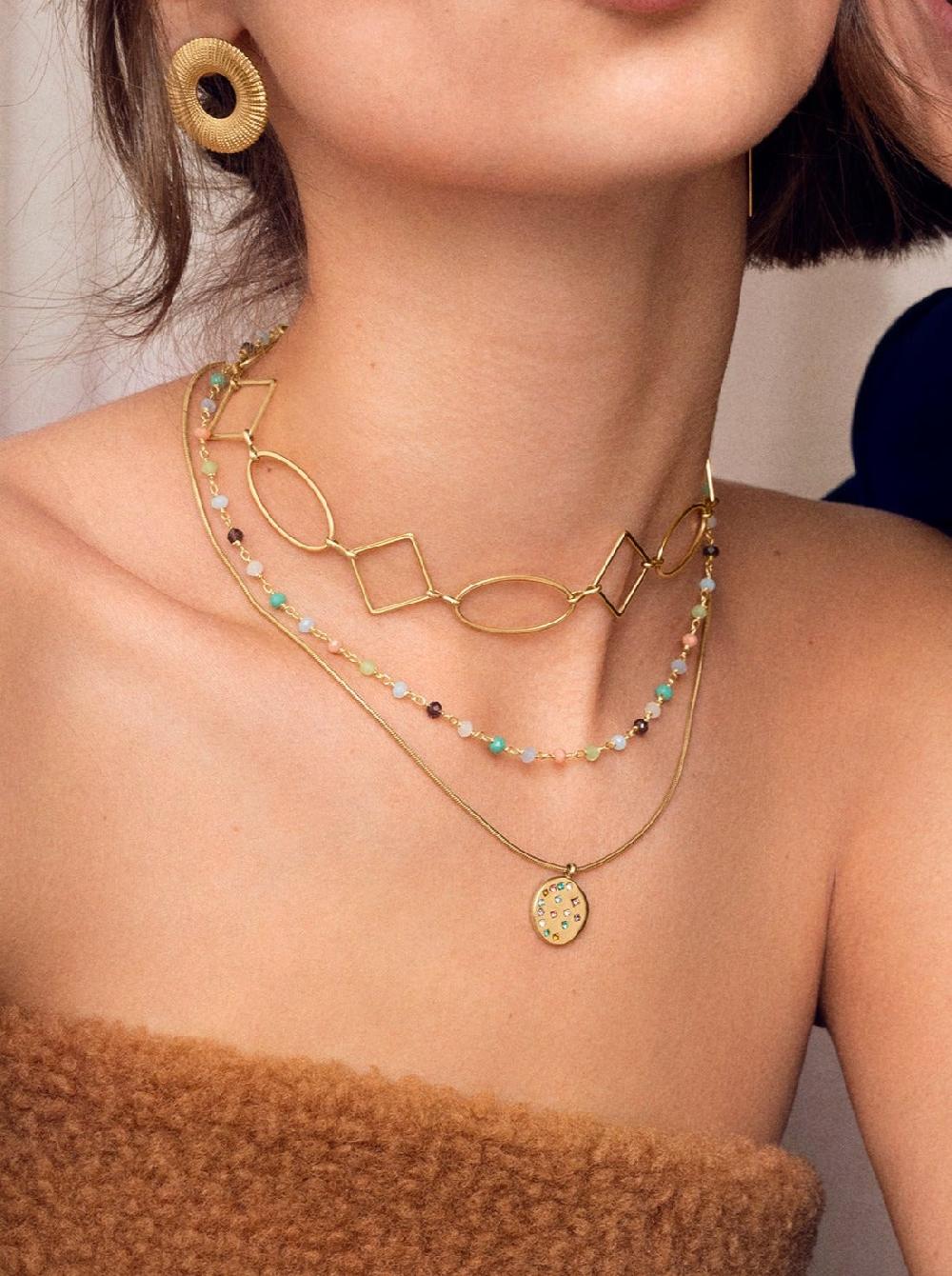 singularu Collar Bling Rainbow Acero Baño Oro Precio de fábrica