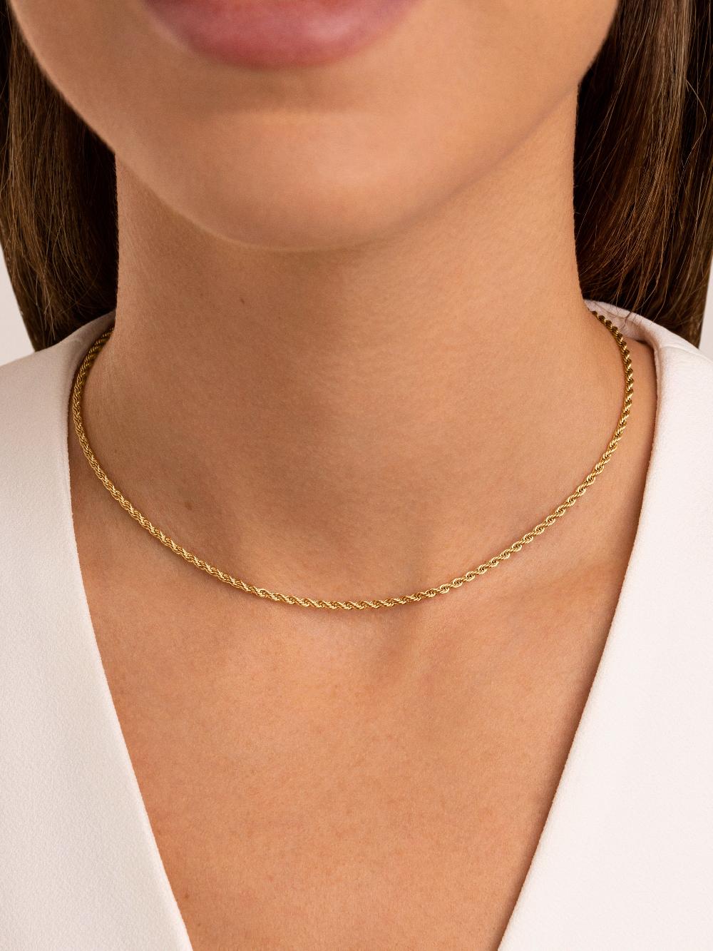 singularu Collar Cord Acero Baño Oro Oferta especial de fábrica