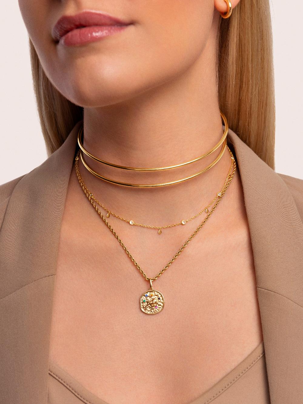 singularu Collar Cord Acero Baño Oro Oferta especial de fábrica
