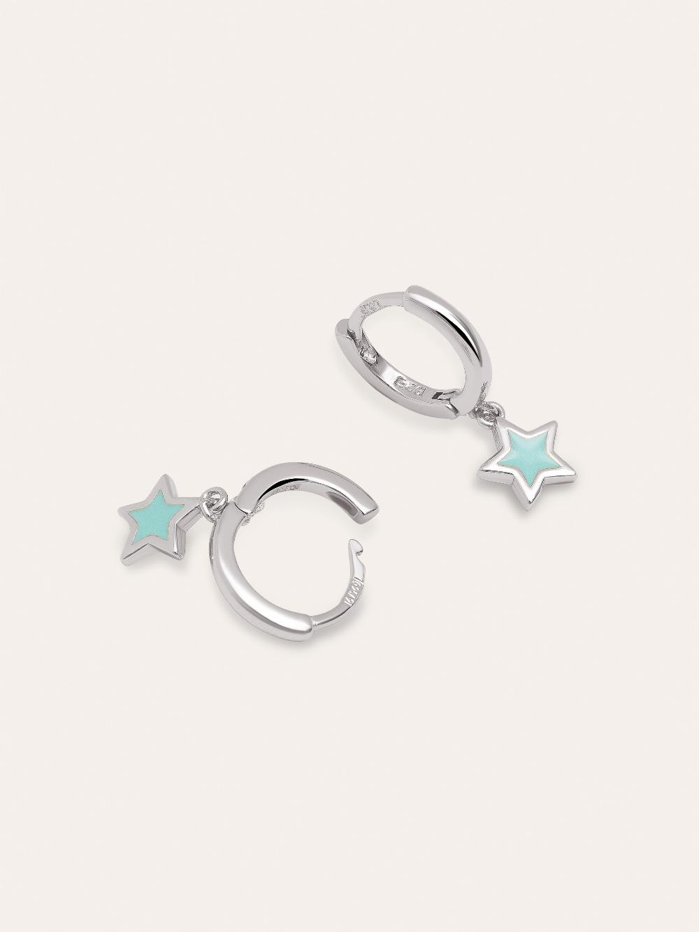 singularu Pendientes Aro Star Sky Enamel Plata Libre de impuestos