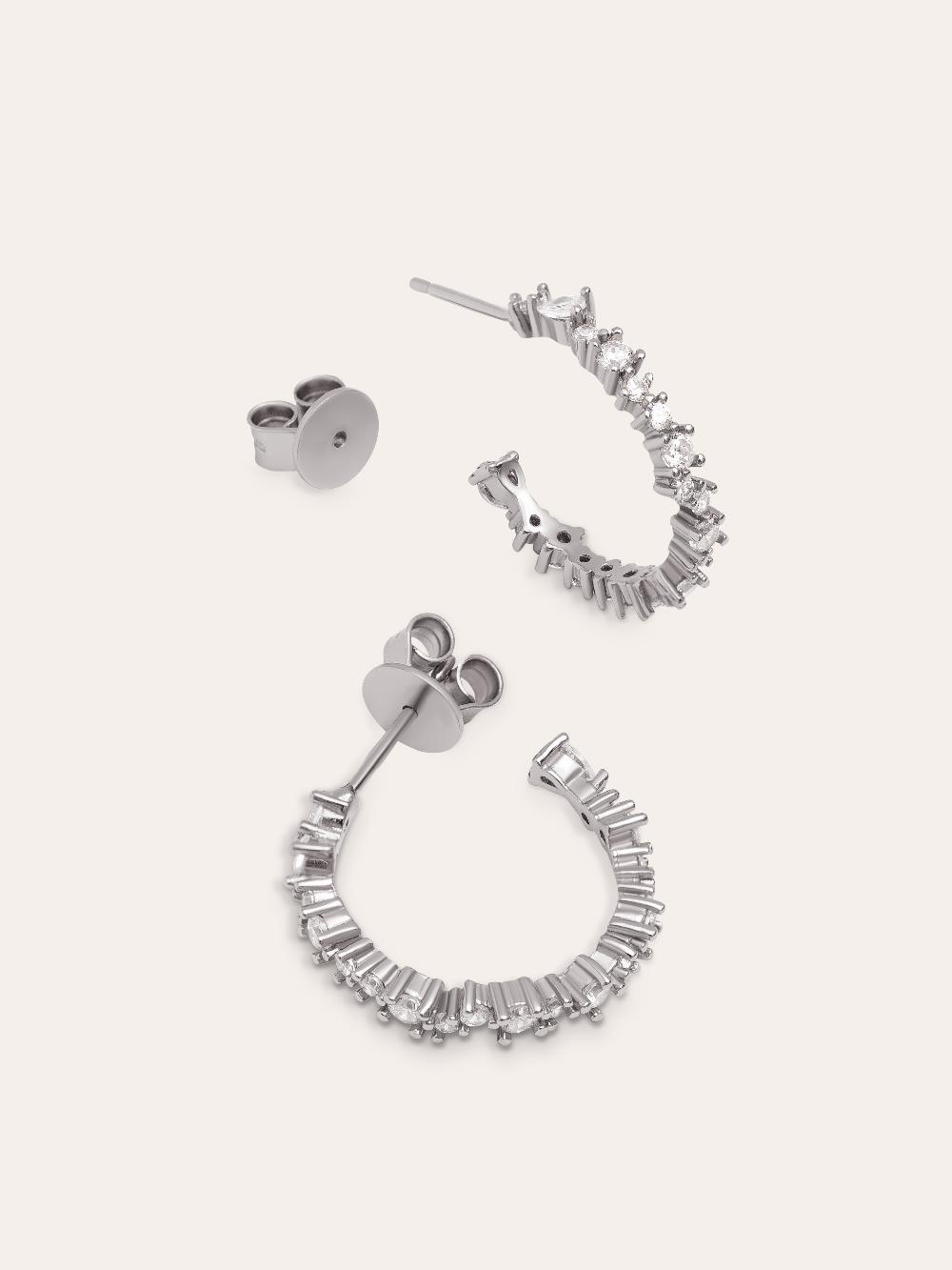 singularu Pendientes Aro Estellar White Plata Oferta exclusiva
