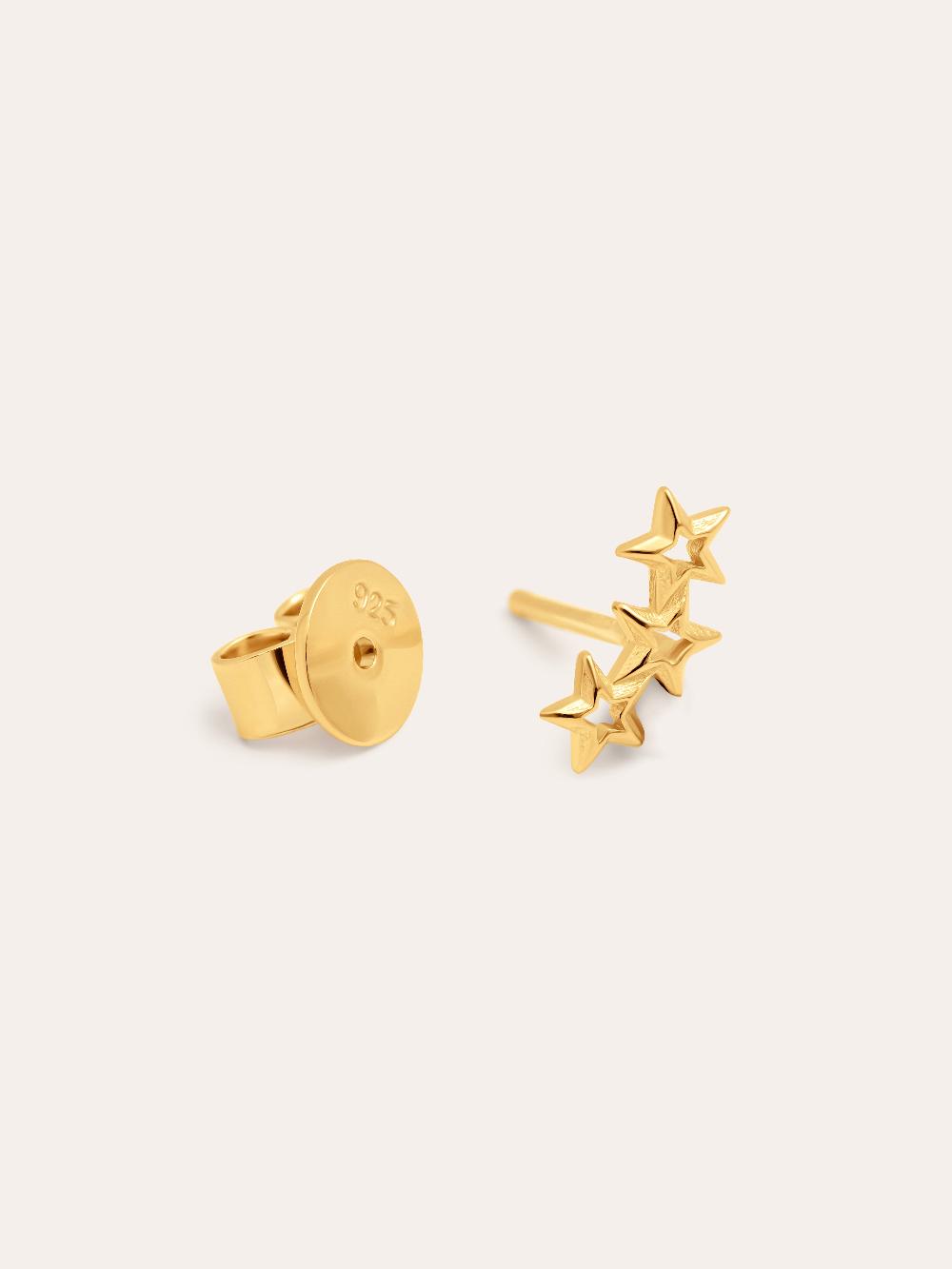 singularu Pendiente Suelto 3 Star Plata Baño Oro Precio ultrabajo