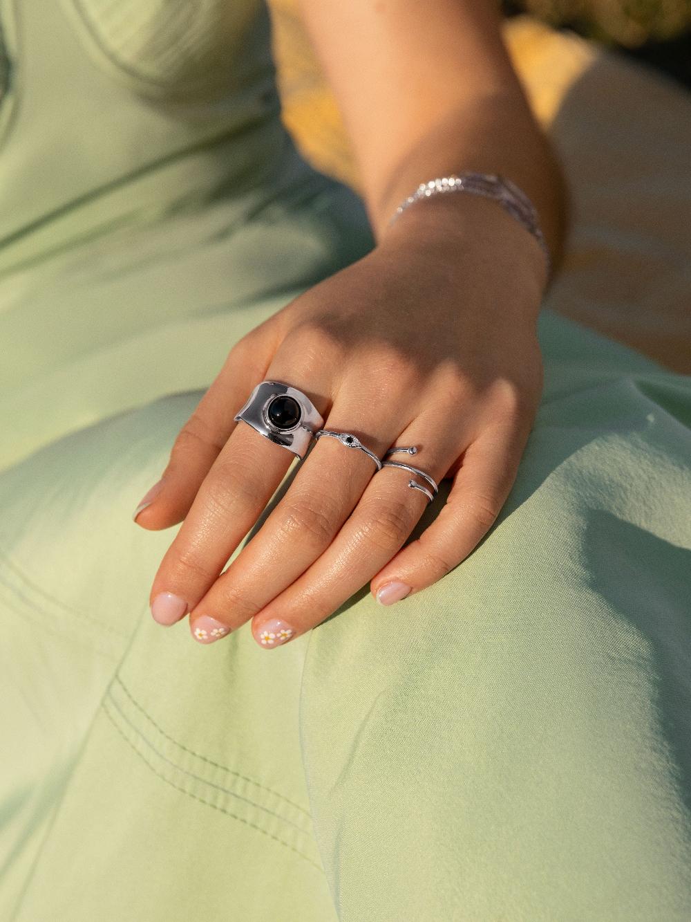 singularu Anillo Double Dot Plata Outlet online
