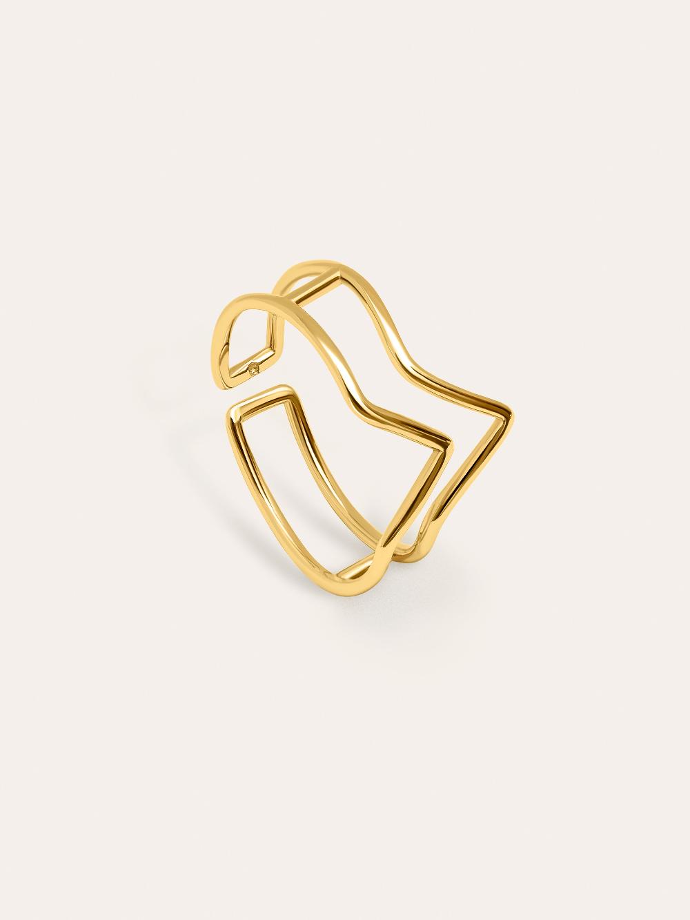 singularu Anillo Double Peak Plata Baño Oro Rebajas