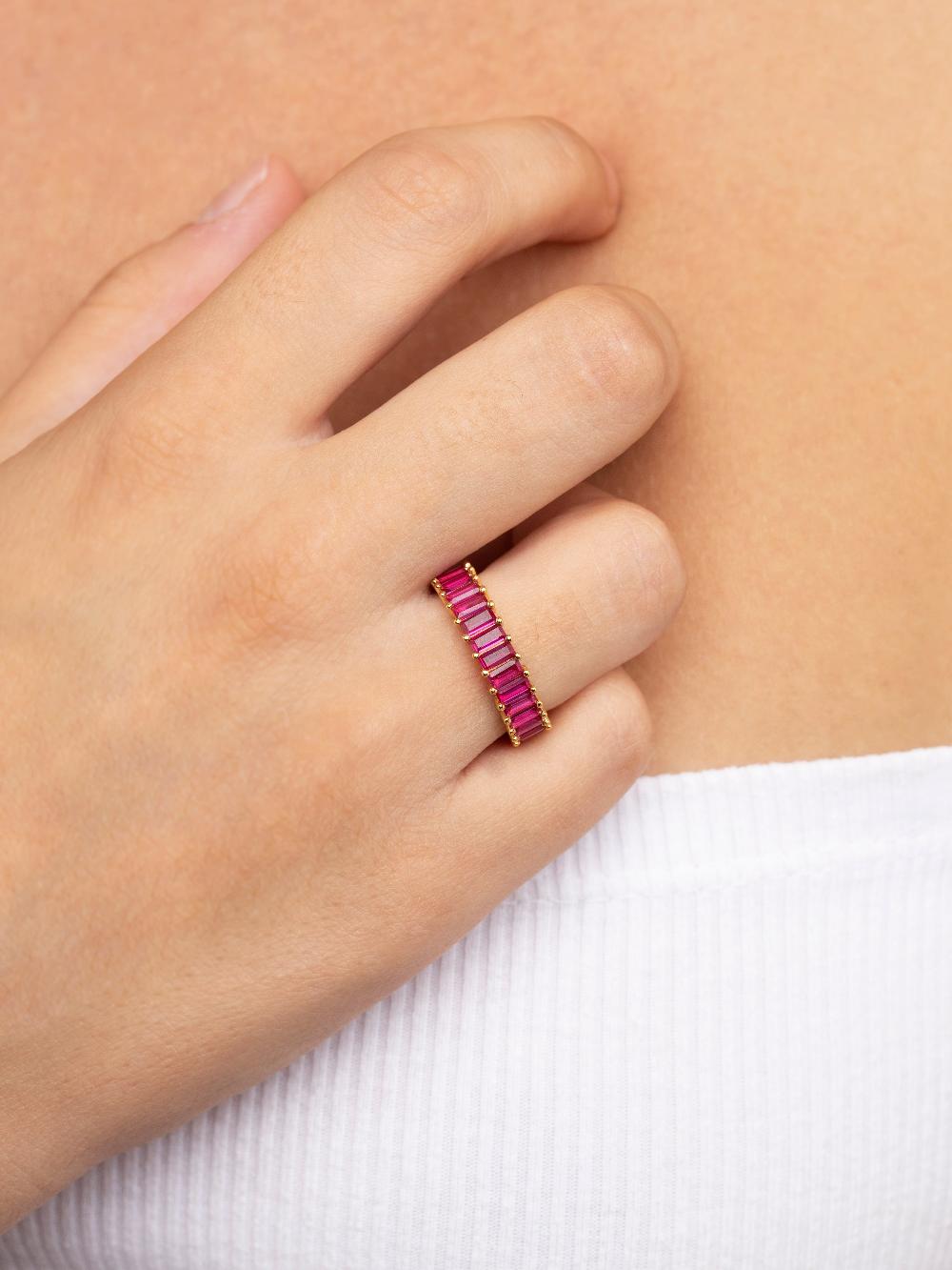 singularu Anillo Sia Raspberry Plata Baño Oro Rebajas de fábrica