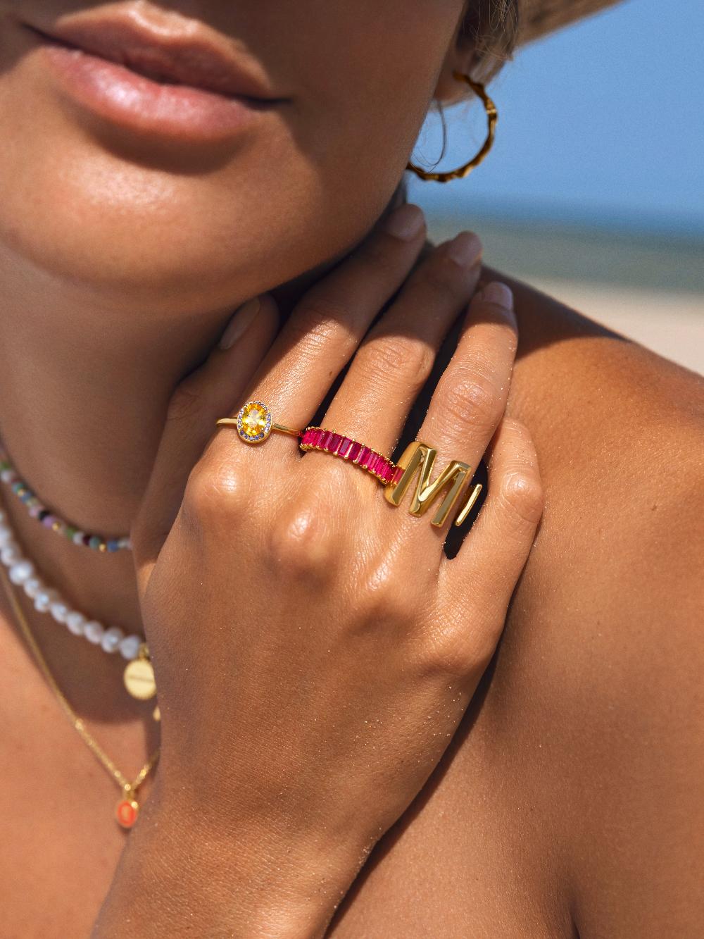 singularu Anillo Sia Raspberry Plata Baño Oro Rebajas de fábrica