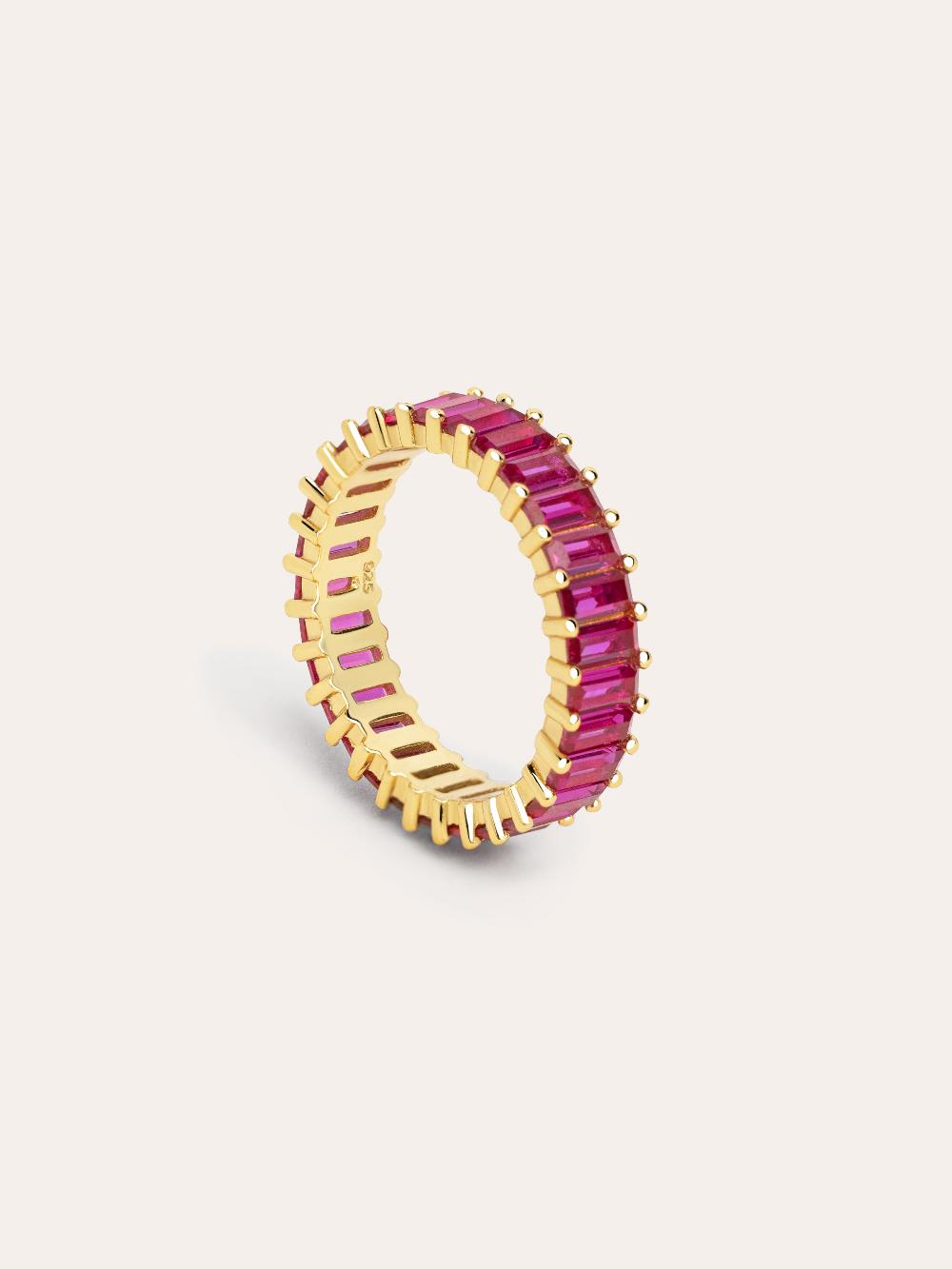 singularu Anillo Sia Raspberry Plata Baño Oro Rebajas de fábrica